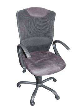 Office Chair on Wheels - Brown Microfiber Seat with Black High Mesh Back
