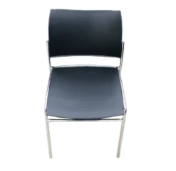 BLACK COMPACT STACKABLE VINYL OFFICE CHAIR WITH METAL FRAME