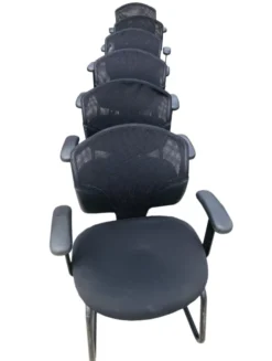Black Office Chair Mesh Backed Vinyl Arm Rest Stationary
