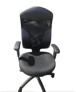Black Rolling Office Chair With High Mesh Back