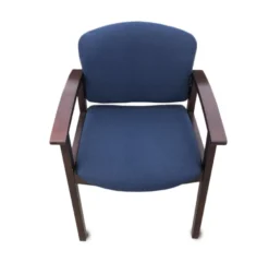 Navy Blue Stationary Reception Chair With Wooden Frame