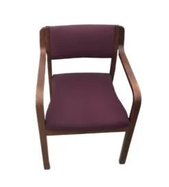 Burgundy Stationary Reception Chair With Wooden Frame