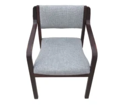 LIGHT GRAY STATIONARY RECEPTION CHAIR WITH INSET WOODEN FRAME