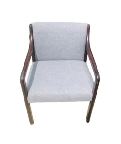 LIGHT GRAY STATIONARY RECEPTION CHAIR WITH WOODEN FRAME