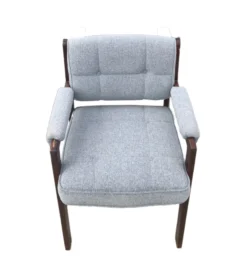 Light Gray Tufted Reception Chair With Padded Arms