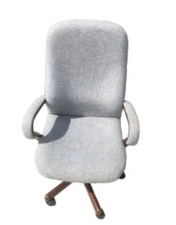 Light Gray Rolling Office Chair With High Back And Padded Arm Rests