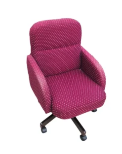 Vintage Red Rolling Office Chair Low Back