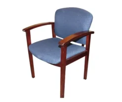 HON Blue Fabric Chair With Arms - Wood Finish
