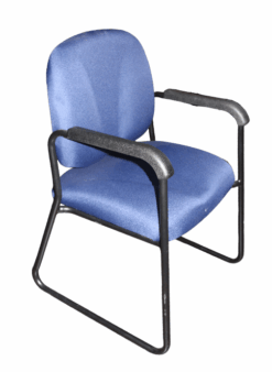 ROYAL BLUE RECEPTION CHAIR - SLED BASE - VINYL ARMS - THICK PADDING