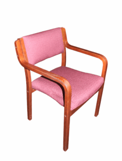 Red Reception Chair - Wooden Frame - Stationary